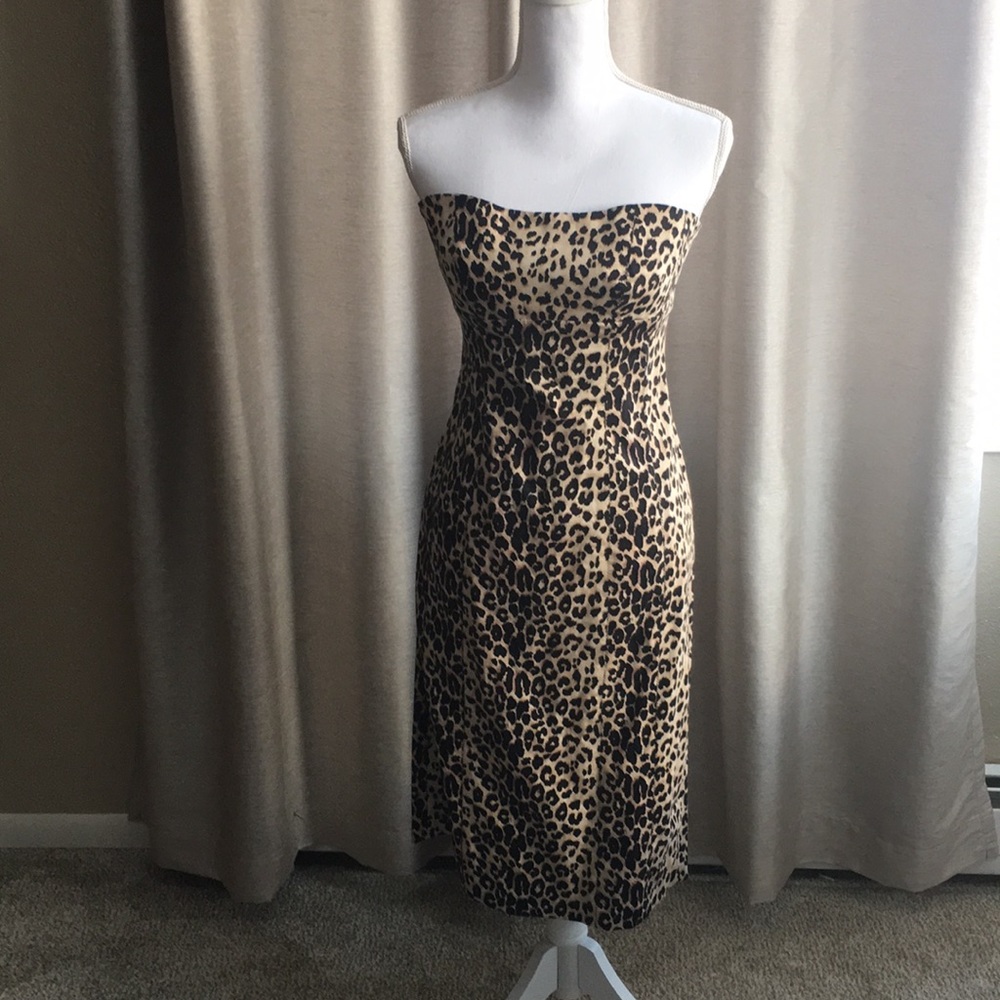 Leopard print vintage style midi dress
